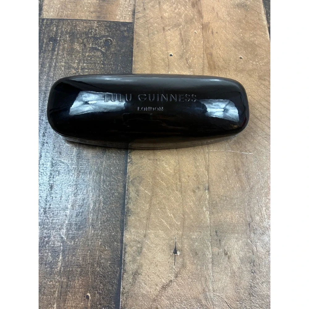 Lulu Guinness London Black Hardshell Eyeglasses Case Red Interior Lip‎ Motif